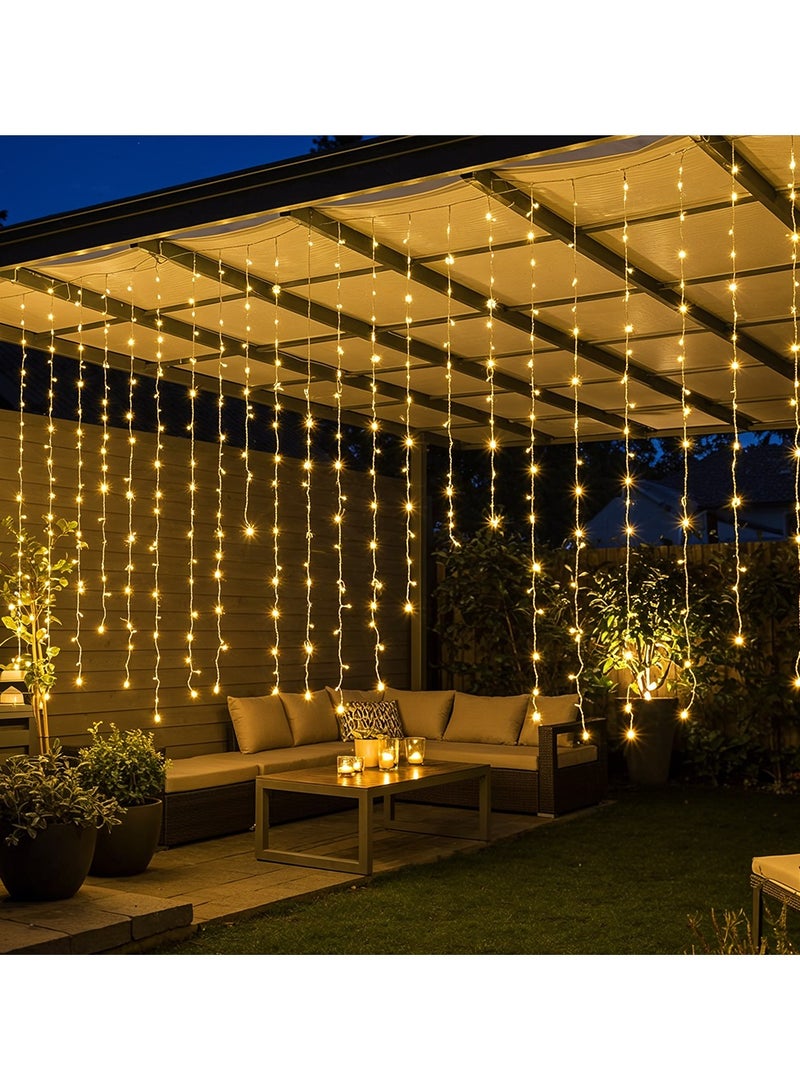 ZAYO LED Curtain Lights Fairy Curtain Lights for Wedding Party, Festival & Home Decoration Hanging String Lights, LED Window Drape, Warm White-6X2 Meter - Image 3